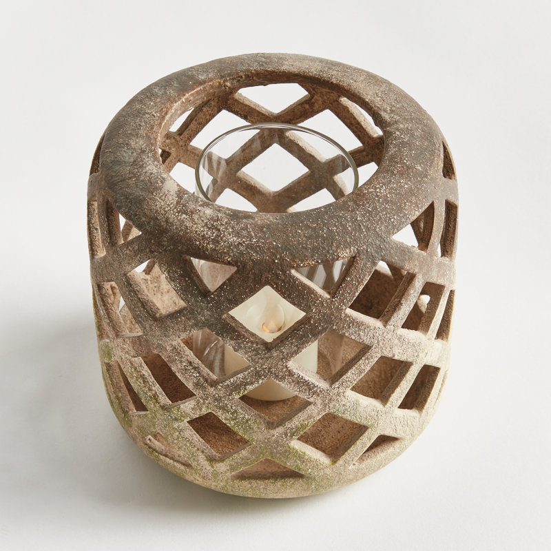 Terracotta Hurricane, 9.06" H x 9.25" W x 9.25" D