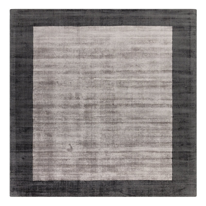 Desrosiers Shinny Bordered Charcoal/Silver Area Rug, Square 160cm