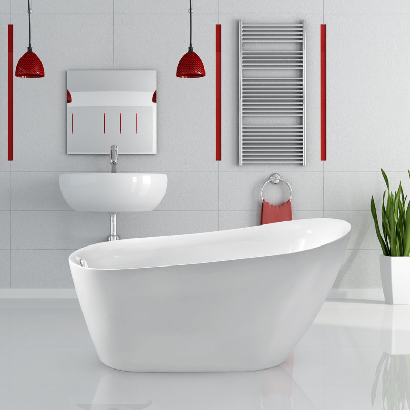 1600.2mm x 749.3mm Soaking Acrylic Bathtub, Glossy White