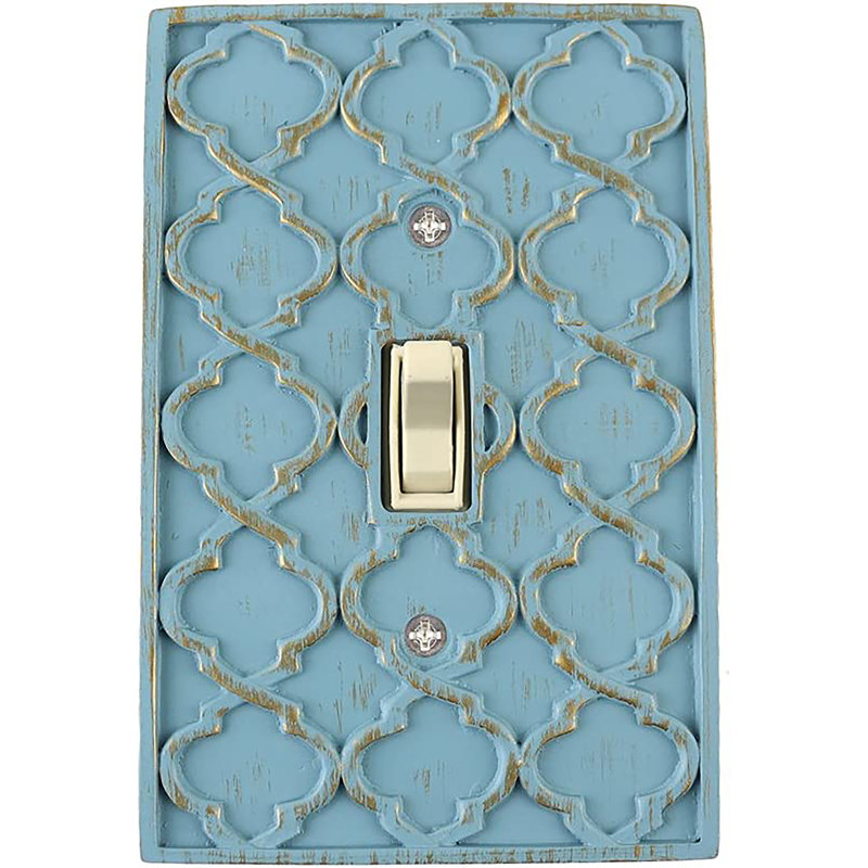 Cameo Blue and Gold Moroccan Poly Resin Toggle Switch Plate