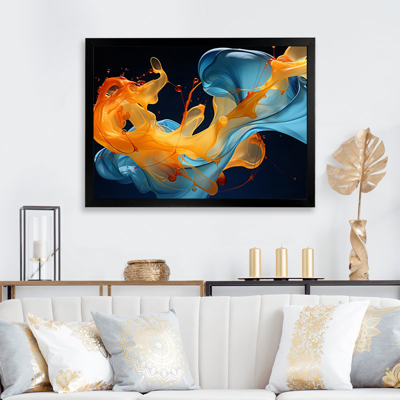 «Ink Wave Rhythms» - Impression, H 12 po x l 20 po x P 1 po, Cadre photo noir