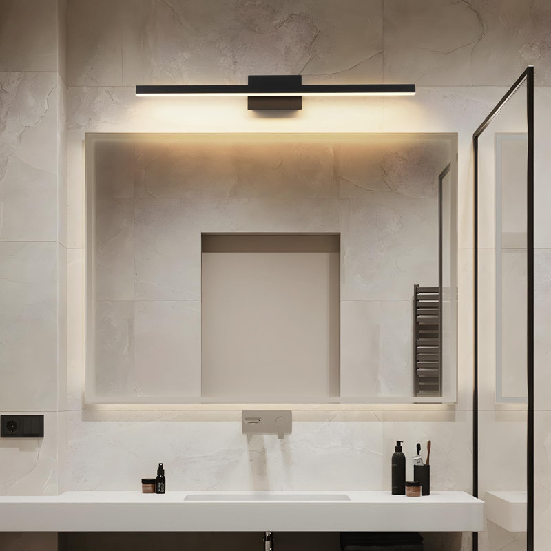 Éclairage de meuble-lavabo à DEL à intensité variable minimaliste avec 5 températures de couleur réglables, Noir mat