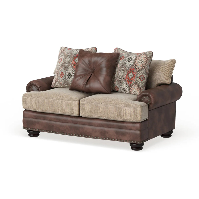 Causeuse transitionnelle l 73 po, brun / brun clair