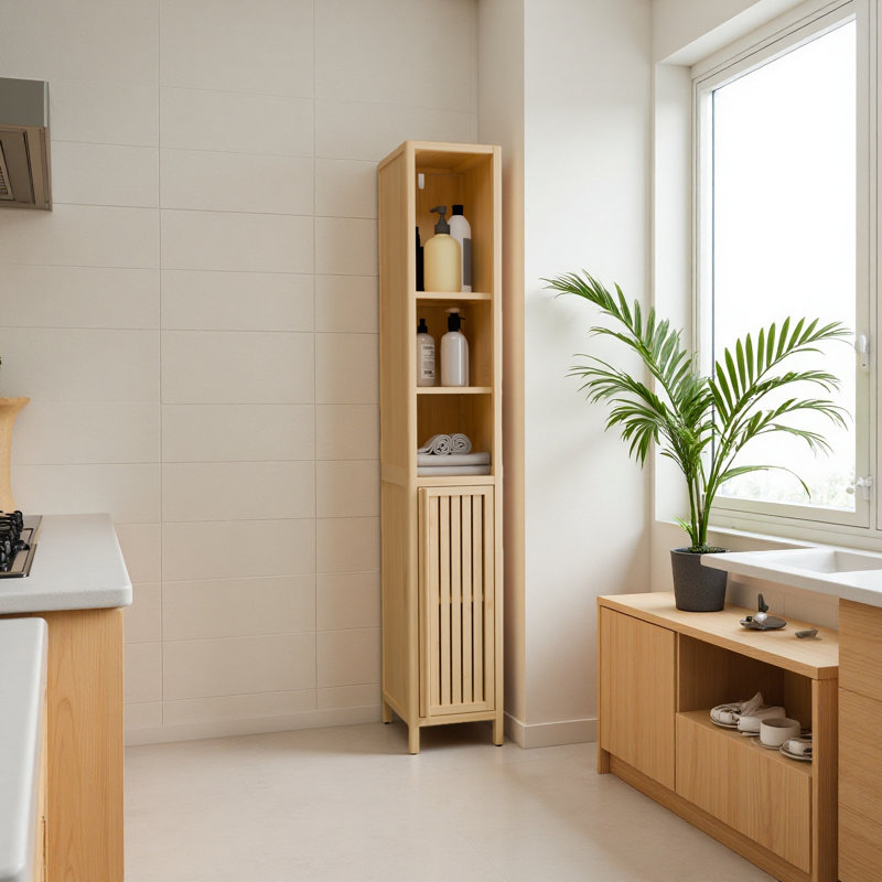 Bamboo Large Capacity Thin And Tall Cabinet