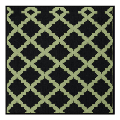 Machine Washable Trellis Black Area Rug