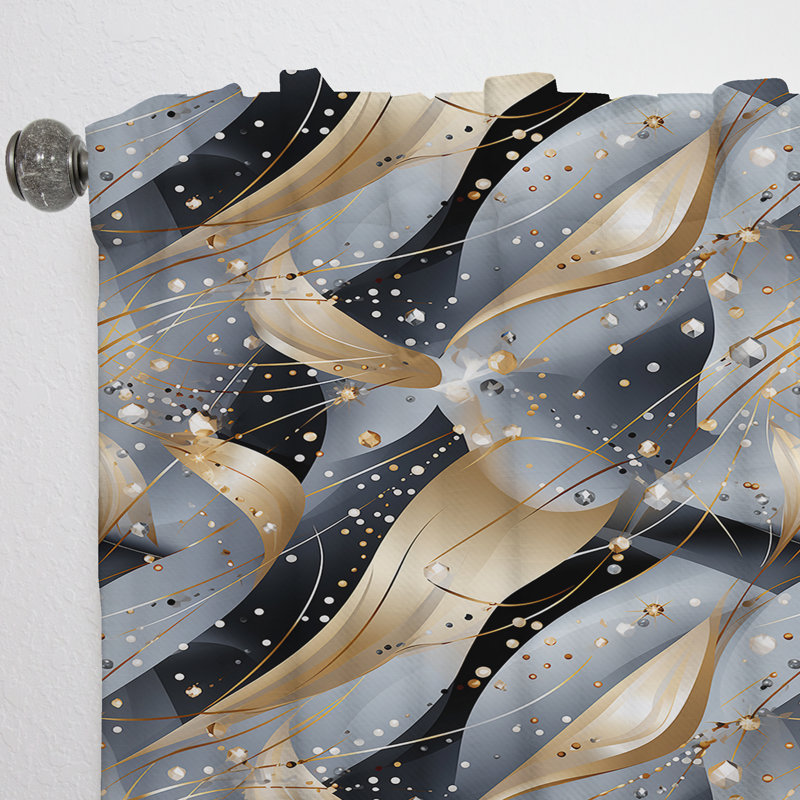 Paillettes grises et dorées à motif de losanges glamour - Rideau abstrait obscurcissant - 1 panneau, L 52 po x L 84 po