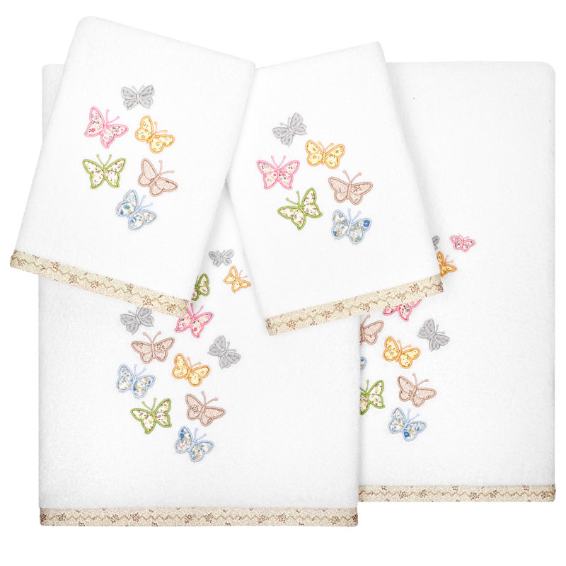 Ensemble de serviettes 100% coton turc, Blanc, Ensemble de serviettes 4 pièces