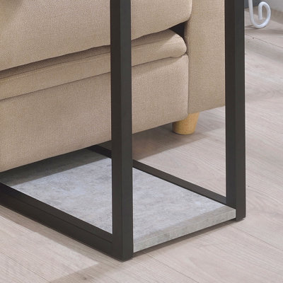 Cement Snack Table With Black Frame
