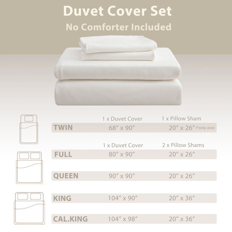 HOME BEDDING Jersey Cotton Duvet Cover Set, Off-White, King Duvet Cover + 2 King Shams