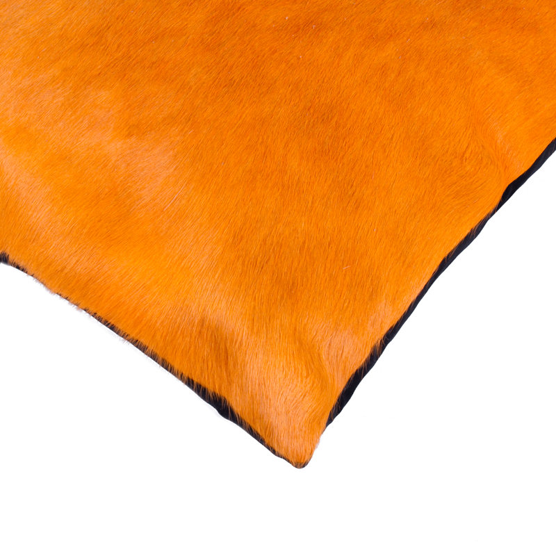 Torino Cowhide Pillow | 1-Piece | Orange | 18"x18", Orange, 20" H x 20" W