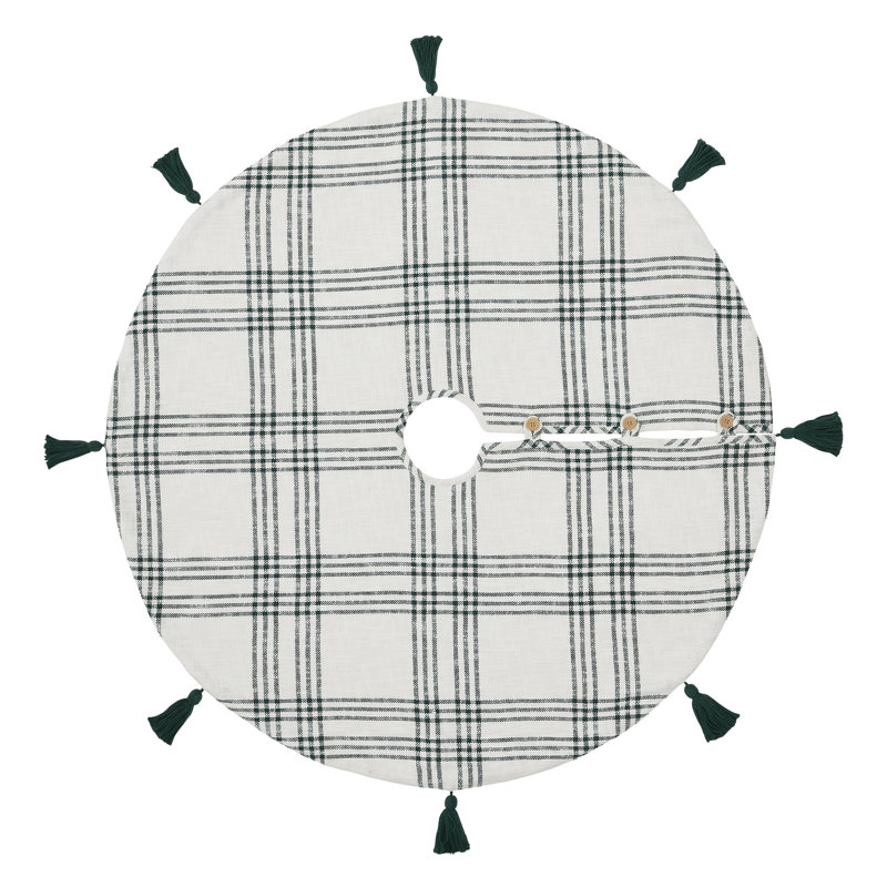 Pine Grove Plaid 48" Green and White Cotton Tree Skirt