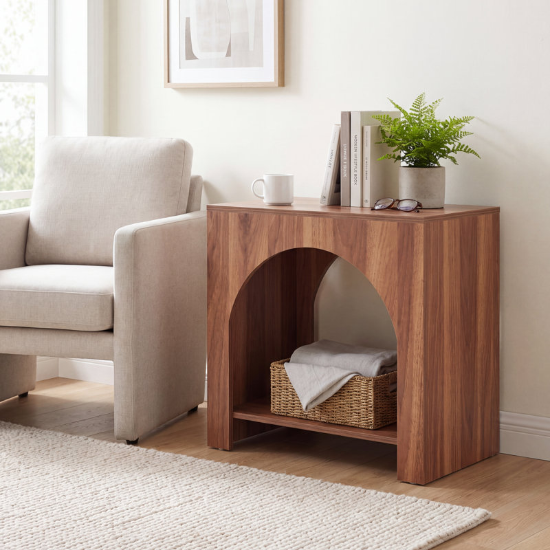 Ensemble de 2 tables de bout avec tablette de rangement Farmhouse, Noyer, 2