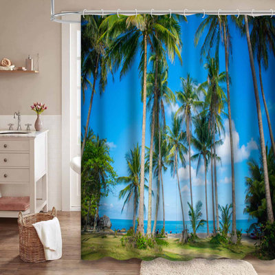 Tropical Beach, cocotiers, eau, bleu magnifique avec 12 crochets