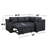 84.5"W Black PVC Fabric Sleeper Sectional With USB Charger, Cupholders, Storage Arms