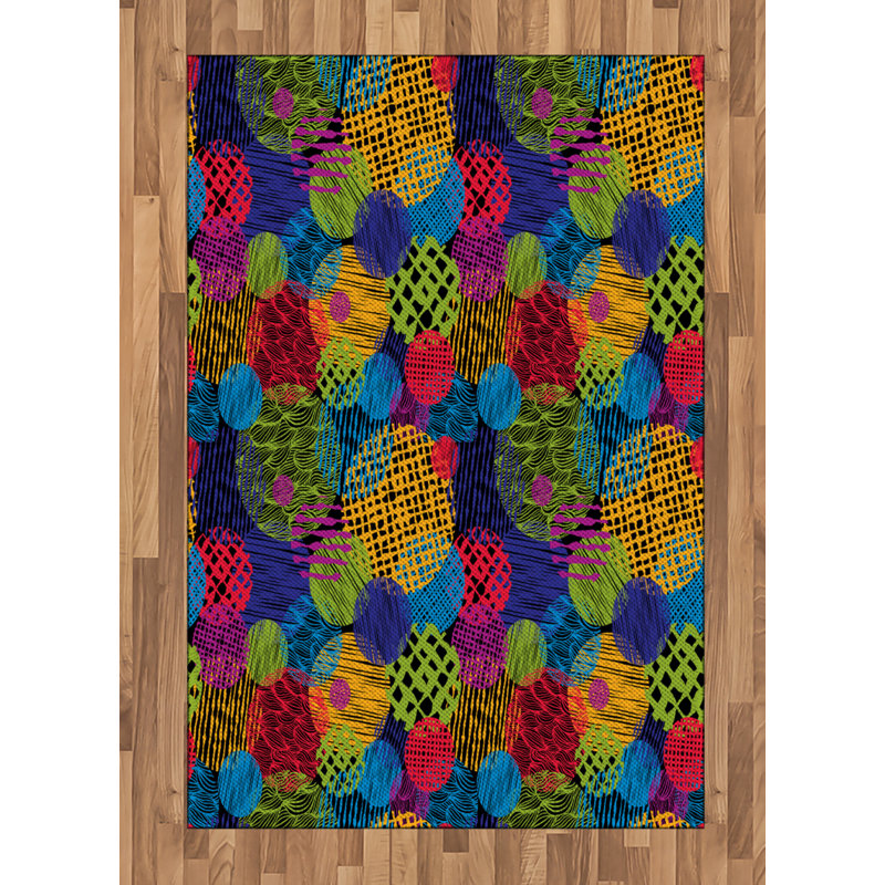 Funky High Density Long Fiber Poly Threads Decorative Area Rug Carpet, Rectangle 4' x 5'8"