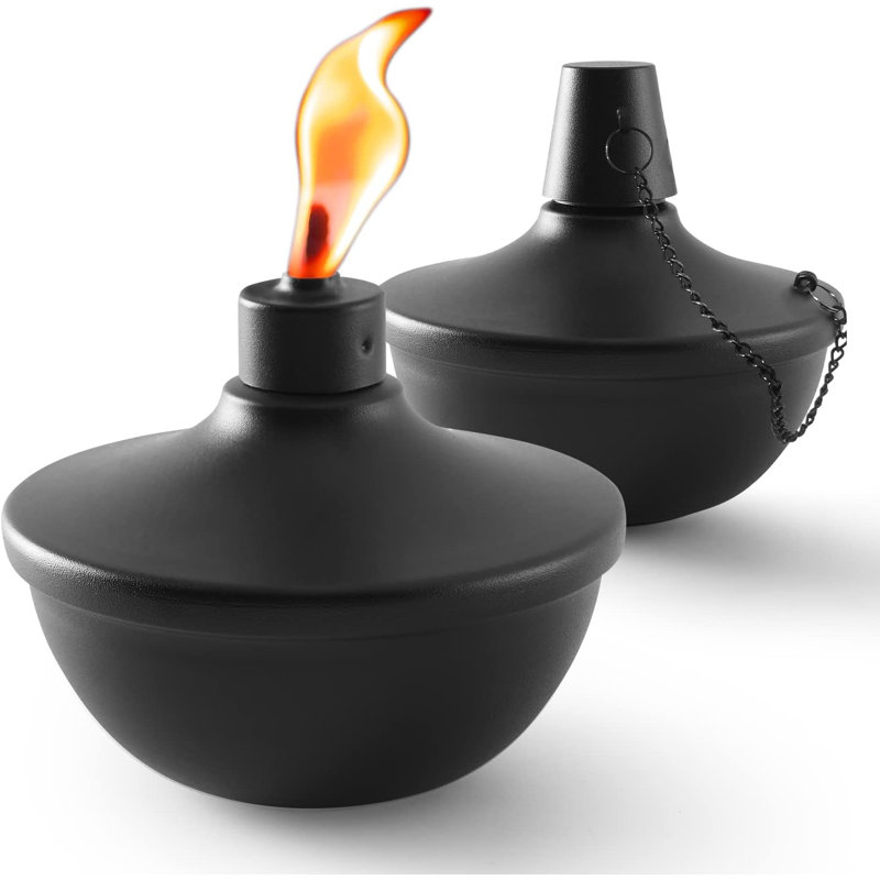 2-pack Metal Tabletop Torches 22oz Refillable Citronella Flame Lanterns