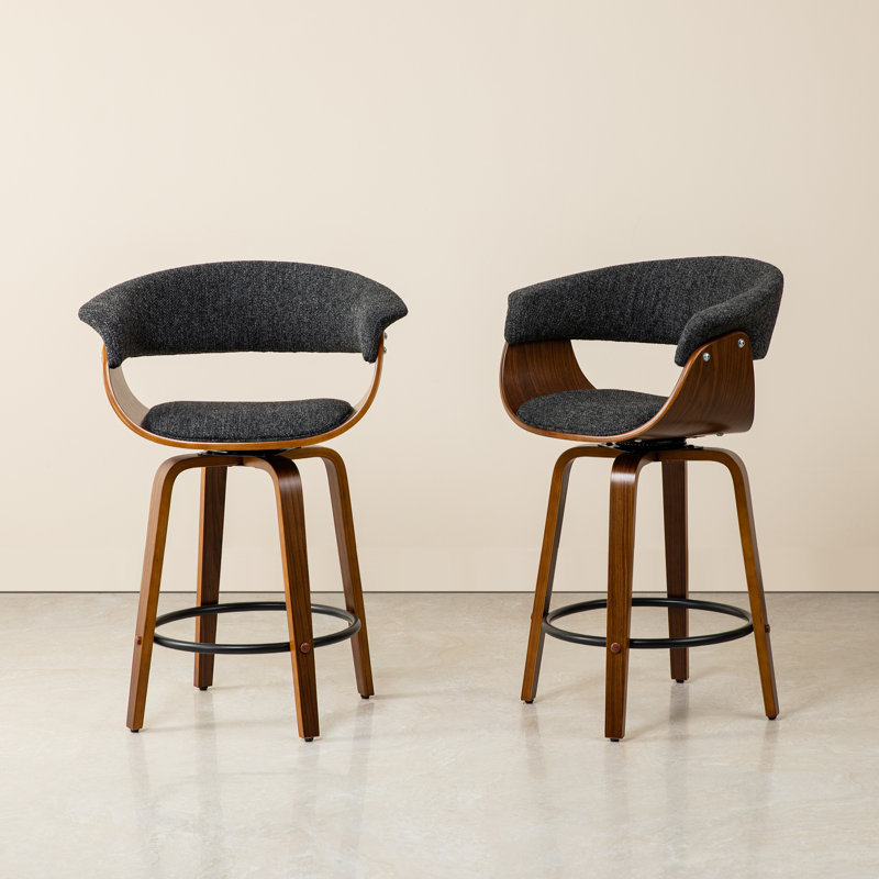 Tavar Upholstered Faux Leather Bar Stool, Black, Counter Stool (24.25" Seat Height)