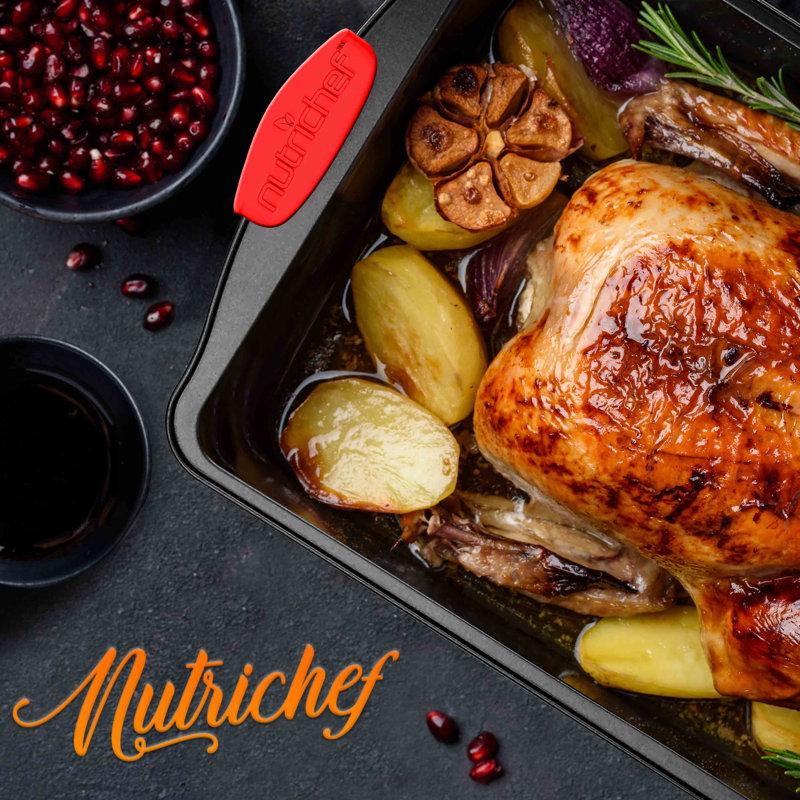 NutriChef 21-Piece Black and Red Non-Stick Cookware Set