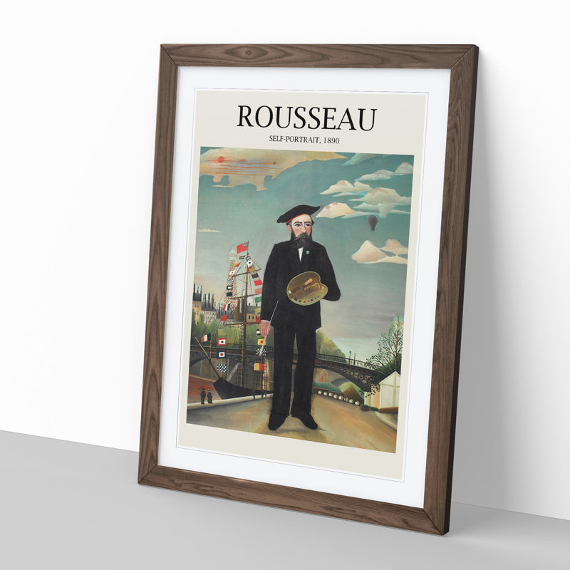Self Portrait by Henri Rousseau - Picture Frame Painting, Walnut, 48cm H x 36cm W x 2cm D