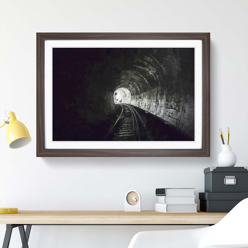 Train Railway Tunnel in Abstract- Picture Frame Graphic Art Print, Walnut, 35cm H x 50cm W x 2cm D