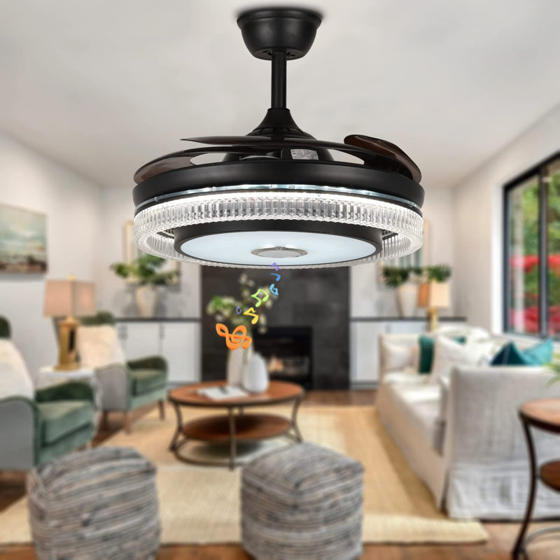 Smart Bluetooth Ceiling Fan With Dimmable Rgb Light And Music Speaker