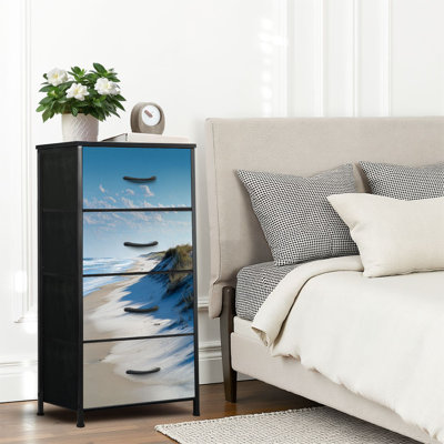 4 Drawer Dresser for Bedroom, Narrow Chest of Drawers, Wooden Top and Study Iron Frame 18"x37.5"-(WxH)