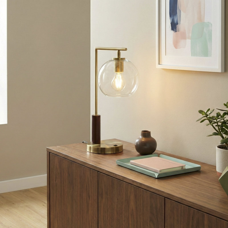 Bollay GLASS TABLE LAMP WITH GLOBE SHADE