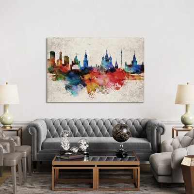 Moscow Abstract Skyline by WallDecorAddict - Wrapped Canvas Print