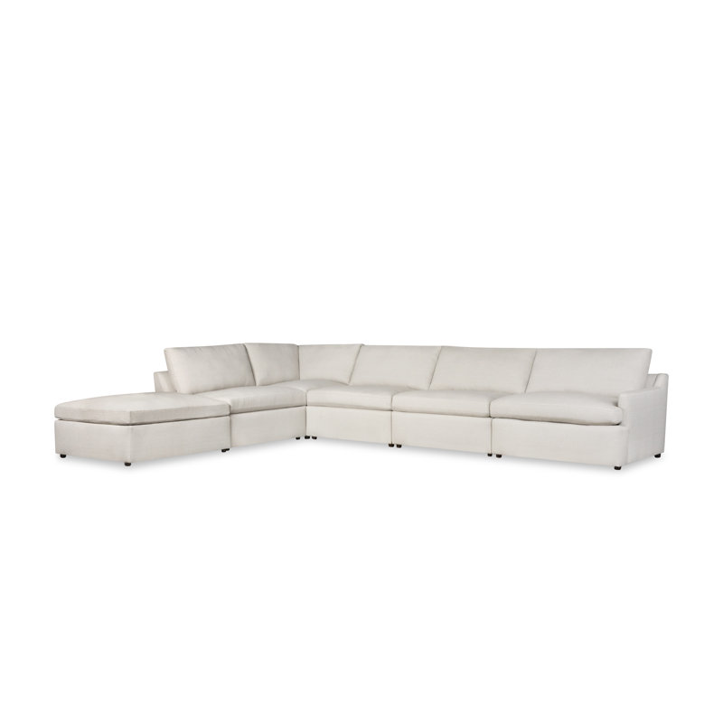 Canapé modulaire rembourré 6 pièces Essex, Orienté à gauche (vu de face), Tissu gris pâle Macarena