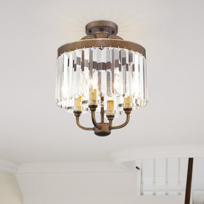Caroline 4 - Light Steel Dimmable Lantern Drum Chandelier