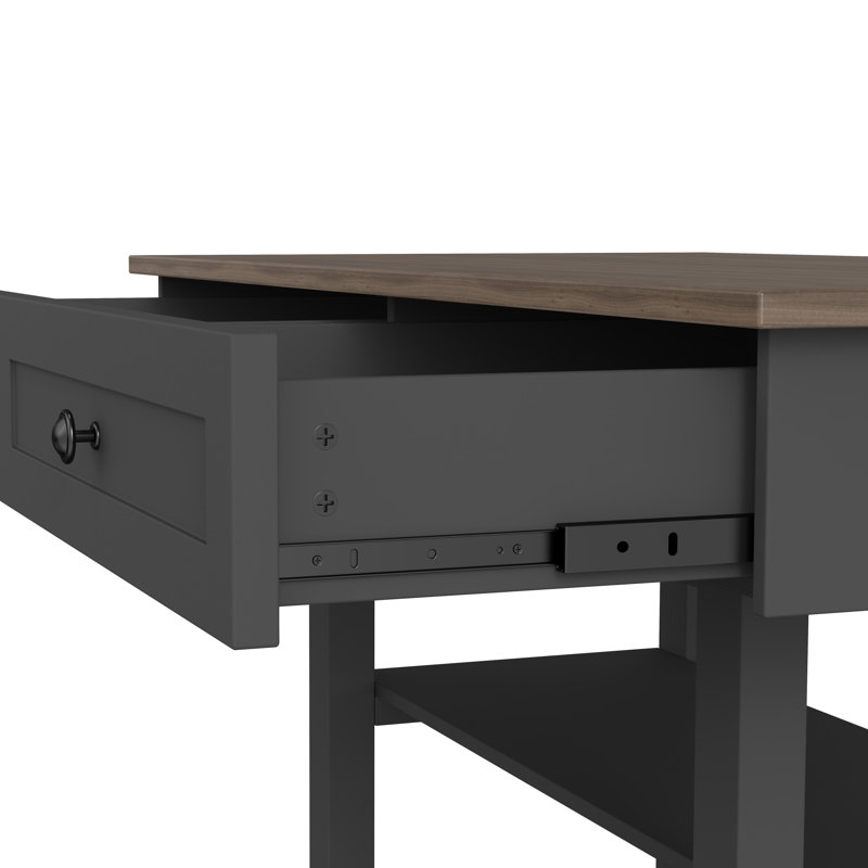 Nibbi 51.7" Console Table with 2 Wooden Drawers and Shelf,Metal Legs, Black