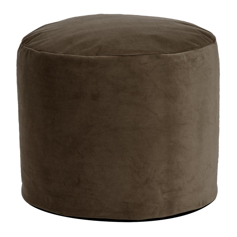 Upholstered Pouf, Bella Chocolate Performance Velvet