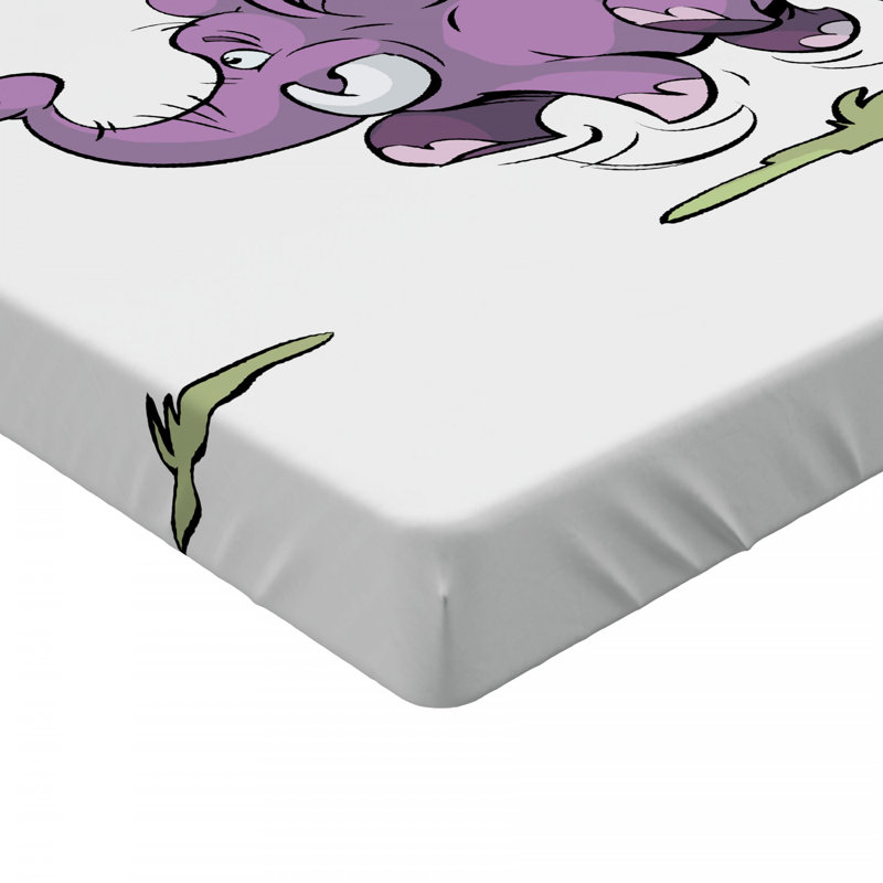 Elephant Microfiber Patterned Fitted Sheet, Queen Fitted Sheet
