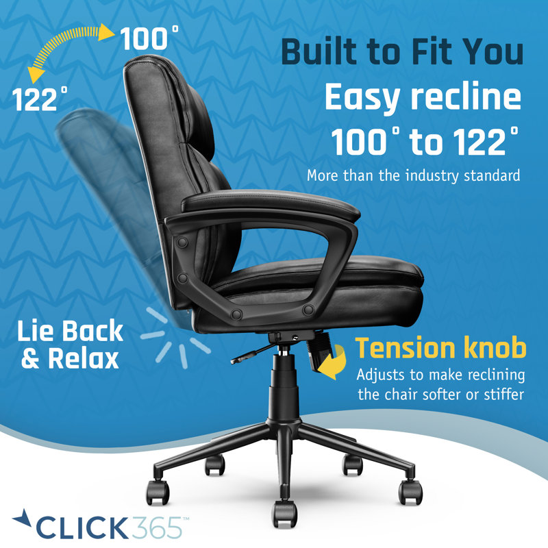 Black Bonded Leather Ergonomic Swivel Office Chair with Armrests
