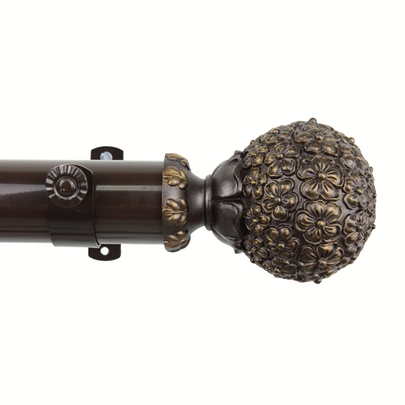 Rosecroft Single Curtain Rod, 66" - 120", Cocoa