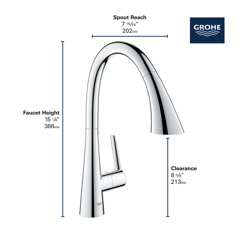 ZEDRA Single-Handle Pull Down Triple Spray Bar Faucet 1.75 GPM, Chrome