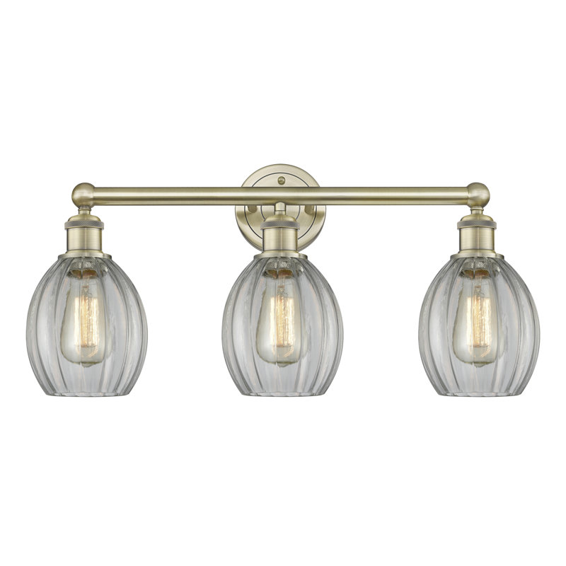 Antique Brass 3-Light Dimmable Vanity Fixture with Clear Glass Shades