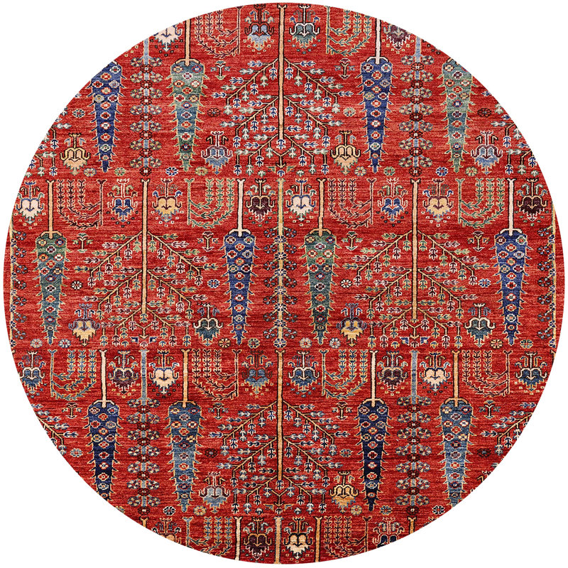 Tapis 100% Mid-Century moderne lavable à la machine 2391, Rond 5 pi
