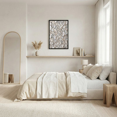 White Mother of Pearl Shell Mosaic Texture Canvas Wall Art