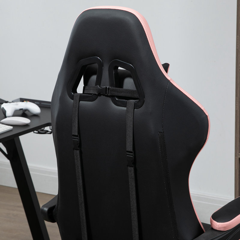 Chaise de bureau d'ordinateur, chaise de bureau en cuir PU, noir, Noir, rose