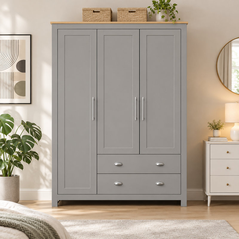 47.2 " W Solid Wood and Steel Standard Wardrobe
