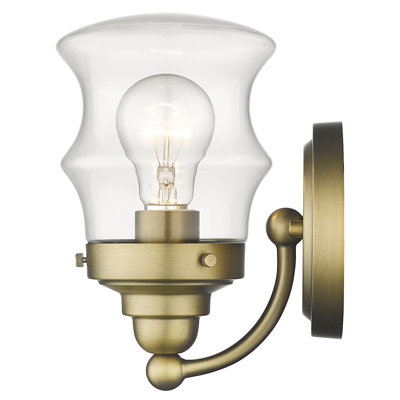 Meuble-lavabo à 1 lumière en nickel poli 5,25 po avec verre transparent.