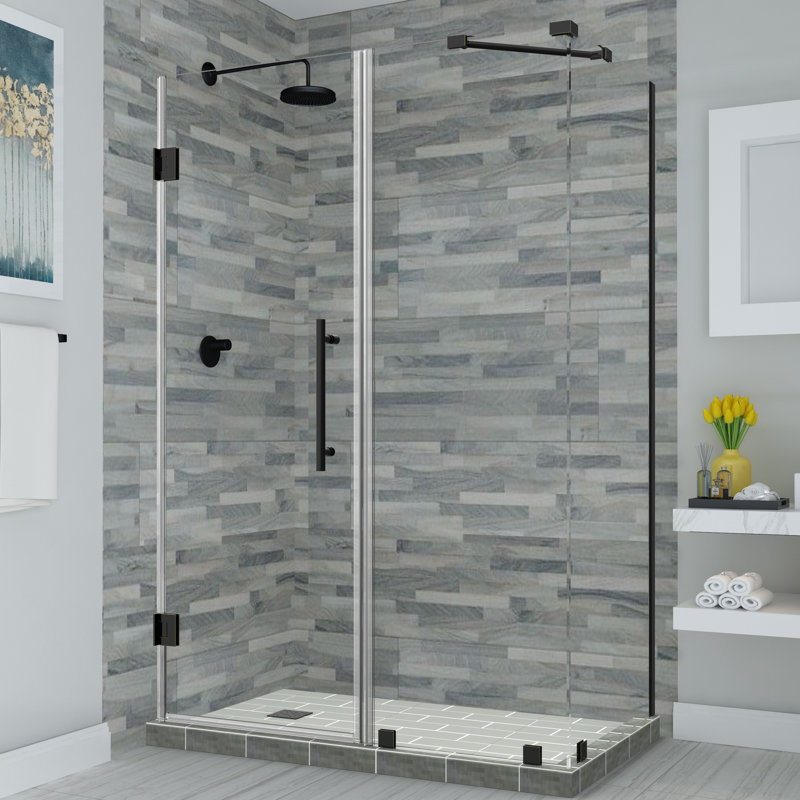 Bromley Frameless 34.38" x 72" Rectangle Hinged Shower Enclosure