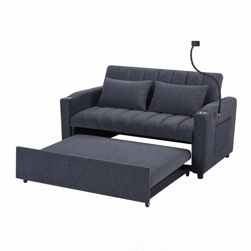 Canapé-lit convertible 55,9 po, Bleu gris