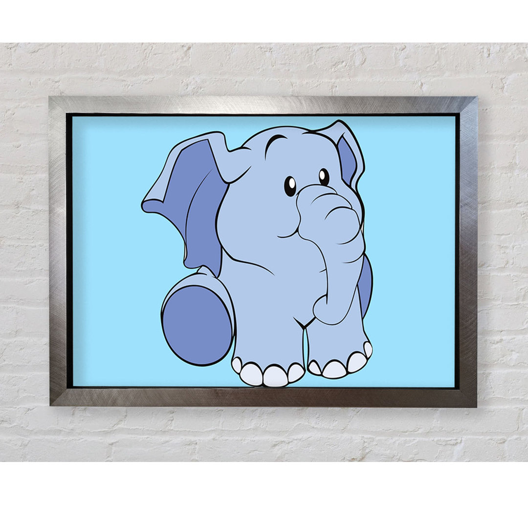 Gerahmtes Wandbild Happy Baby Elephant White