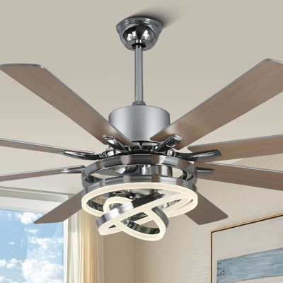 72" Modern Large Ceiling Fan w LED Light, 8 Wood Blades and Quiet DC Reversiable Motor w 6 Speeds, Remote Control