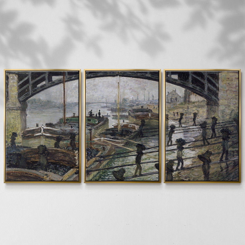 3 pièces Monet, H 36 po x l 75 po x P 2 po, Or