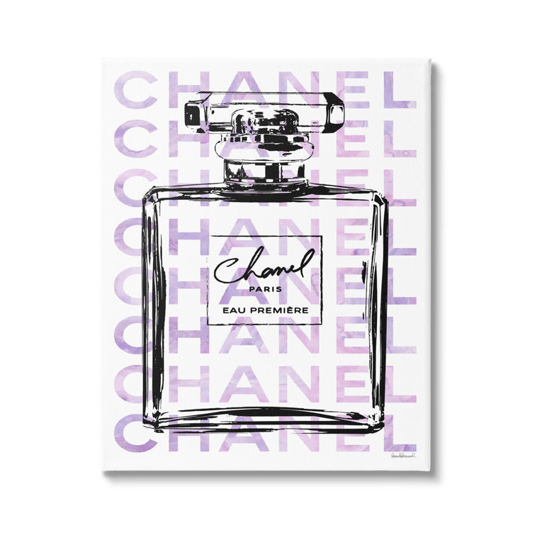 Stupell Beauty Begins Designer Quote Purple Glam Perfume Bottle Framed Wall Art - 30 x 24 - Black