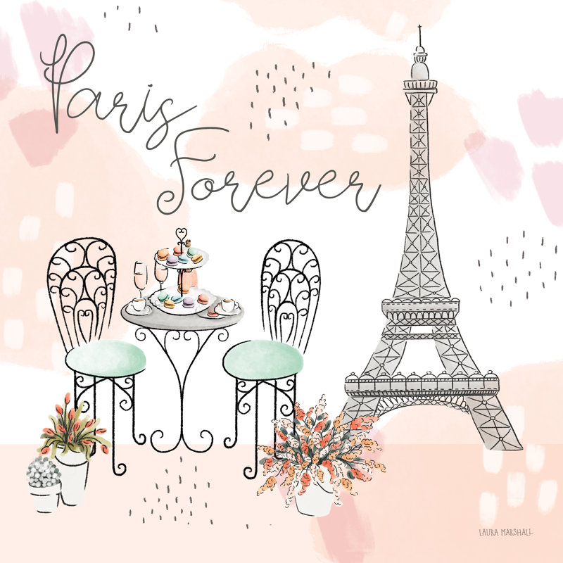 "Sweet Paris III" par Laura Marshall, art textuel sur toile tendue, H 12 po x l 12 po, Non, Toile tendue