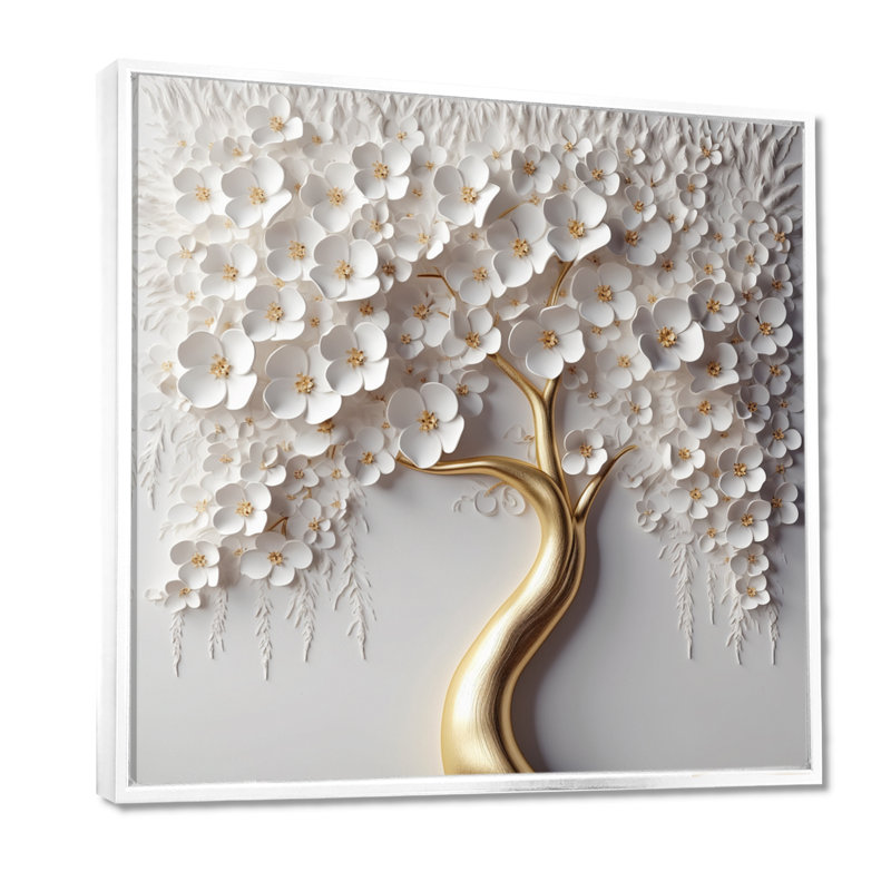 Orchidée blanche - Jardin des branches - reproduction d'art sur toile florale (sans texture), H 16 po x l 16 po, Blanc